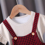 Toddler Girl Little Flying Sleeve T-shirt & Check Strap Shorts Wholesale Children's Clothing - PrettyKid