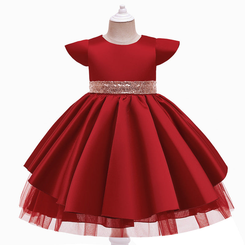 Bowknot Hollow Back Party Wear Dresses For Girls - PrettyKid