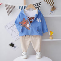 3-piece Bear Pattern Coat & Sweatshirt & Pants for Children Boy - PrettyKid