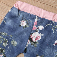 little girl leggings wholesale Toddler Girl Floral Print Color-block Sweater & Pants - PrettyKid