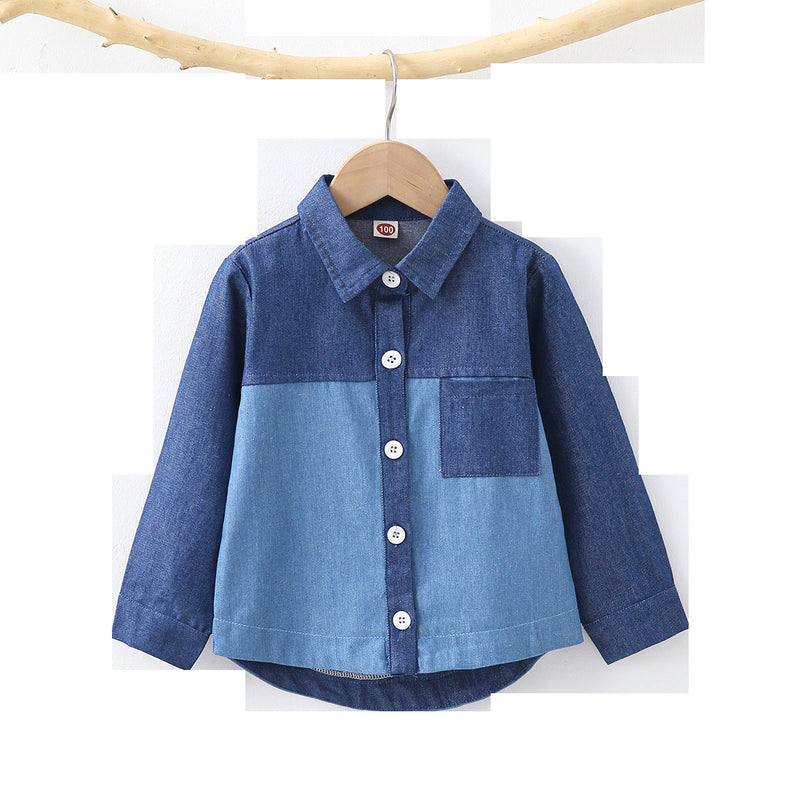 Button Closure Panel Denim Jacket For Toddler - PrettyKid