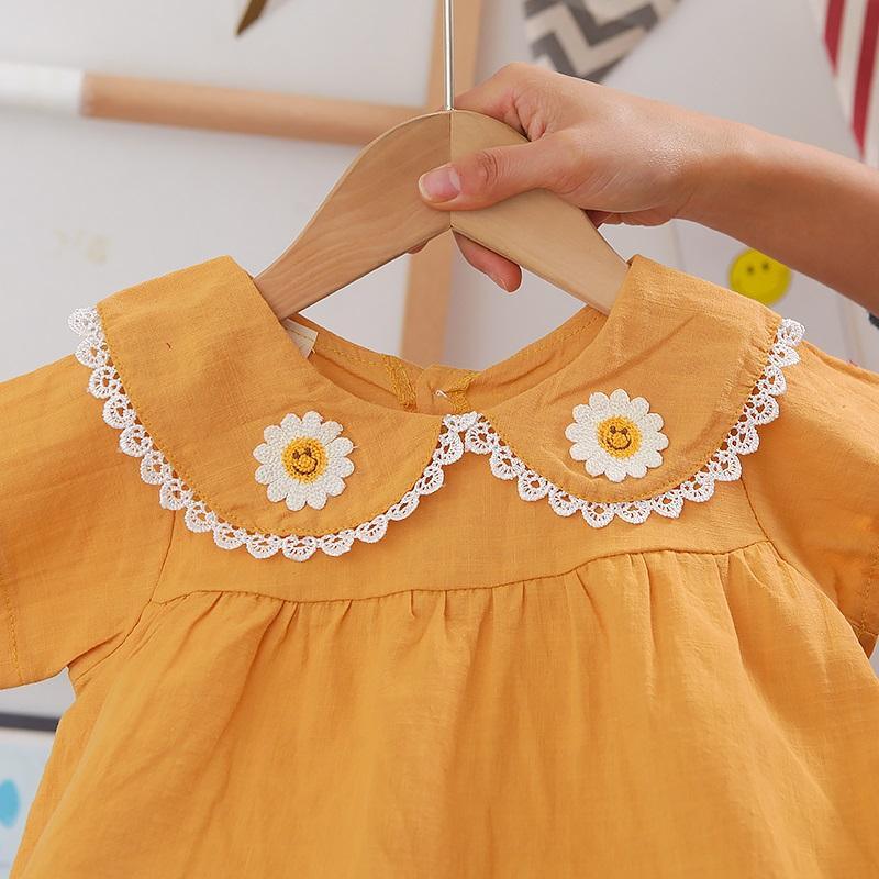 Toddler Girl Cotton Daisy Lapel Top & Shorts - PrettyKid