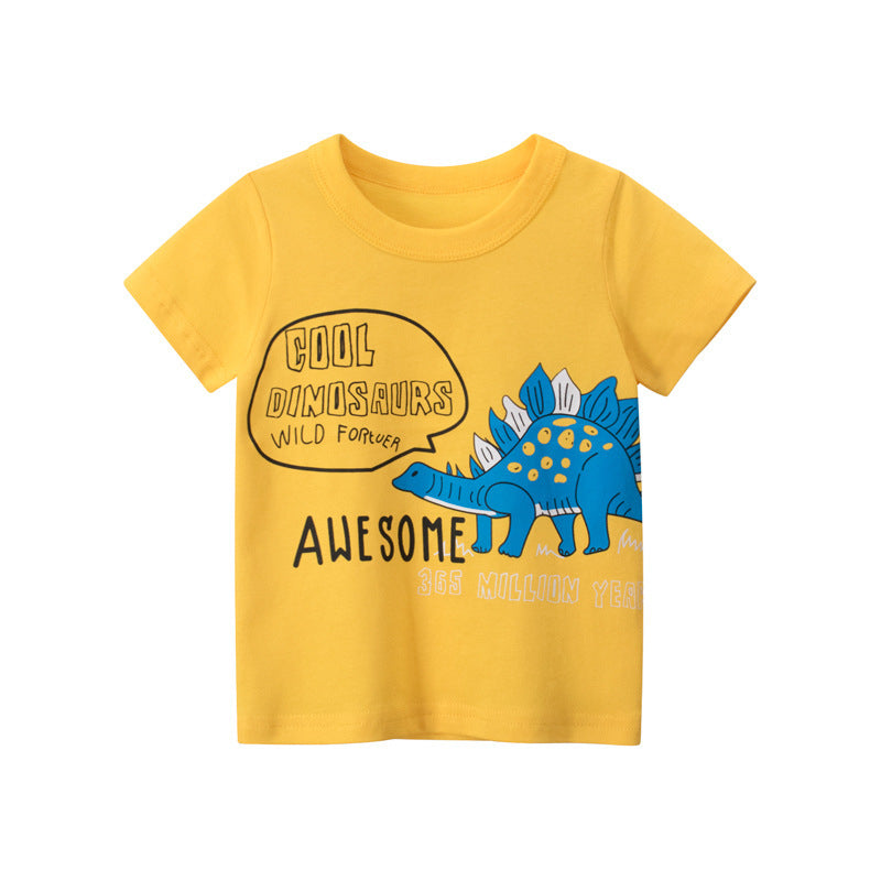 18M-6Y Toddler Boys Dinosaur Letter Print T-Shirts Wholesale Fashion Clothes For Boys - PrettyKid