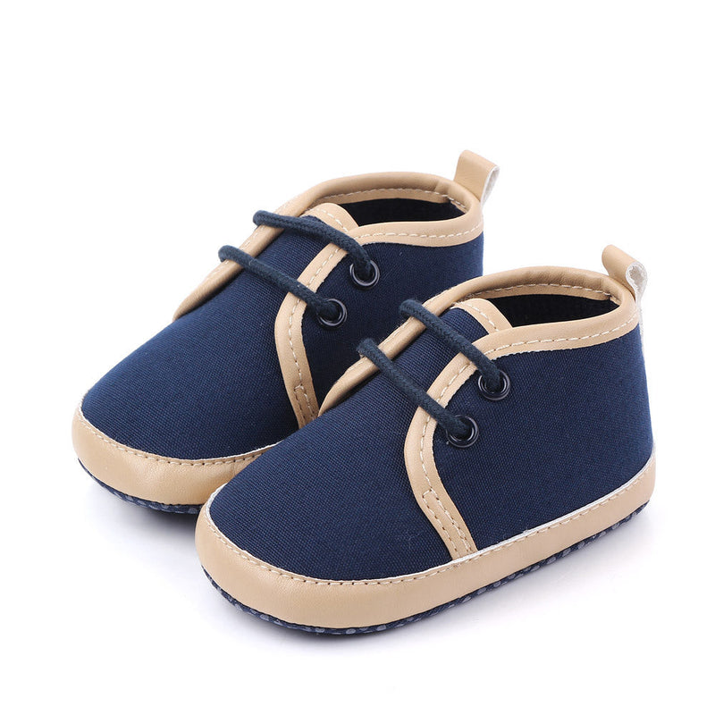 3-18M Shoes For Newborn Baby Soft-Soled Lace-Up Color-Block Toddler Shoes Wholesale Baby Clothes - PrettyKid