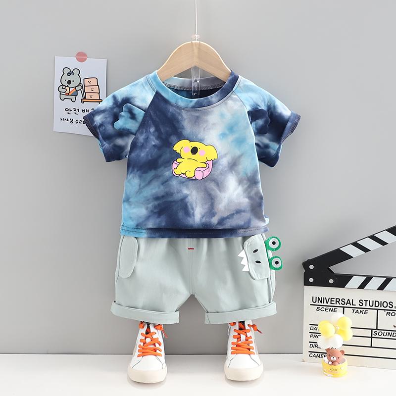 Toddler Boy Tie-dye T-shirt & Crocodile Shorts Wholesale Children's Clothing - PrettyKid