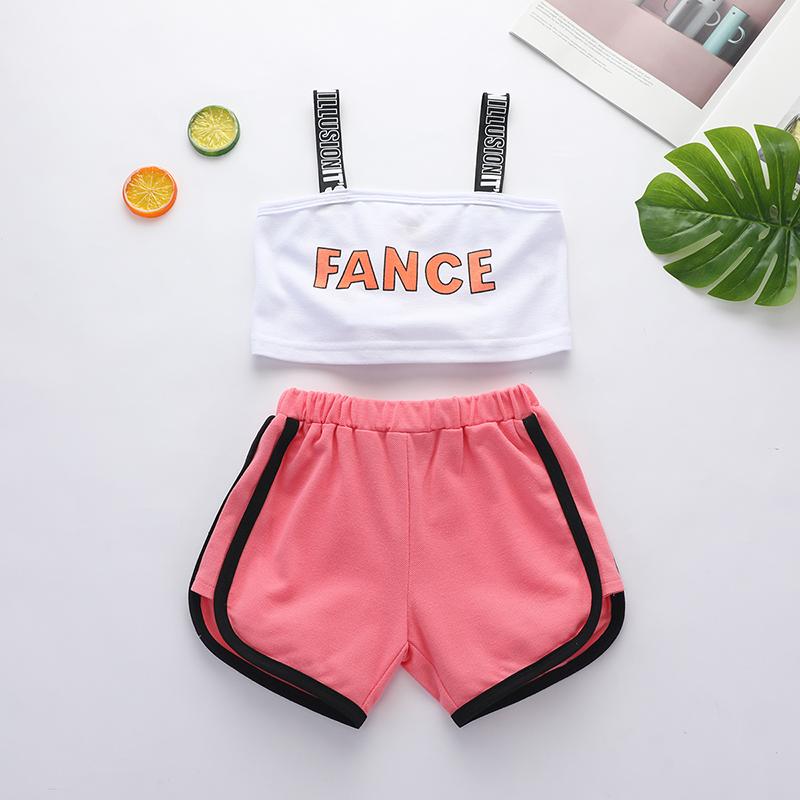 2pcs Cute Letter Print Top and Pants - PrettyKid
