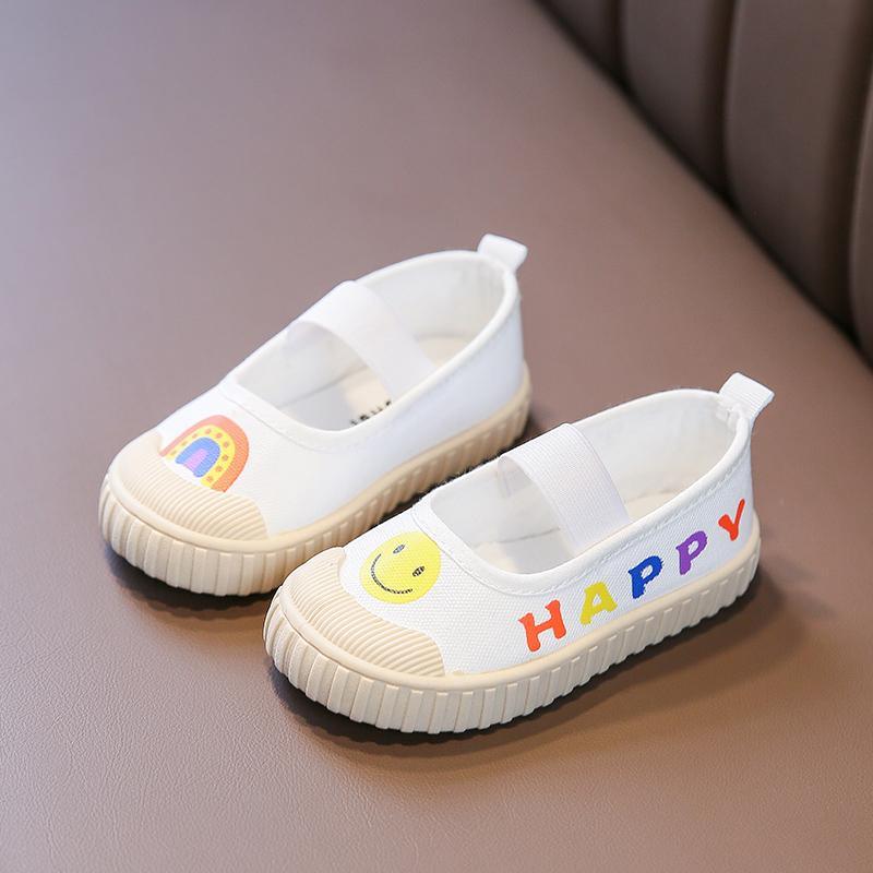 wholesale girls dresses toddle girl smiling letter printing Velcro Canvas Shoes Wholesale - PrettyKid