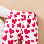 3-piece Headband & Heart-shaped Pattern Pants & Romper for Baby Girl - PrettyKid