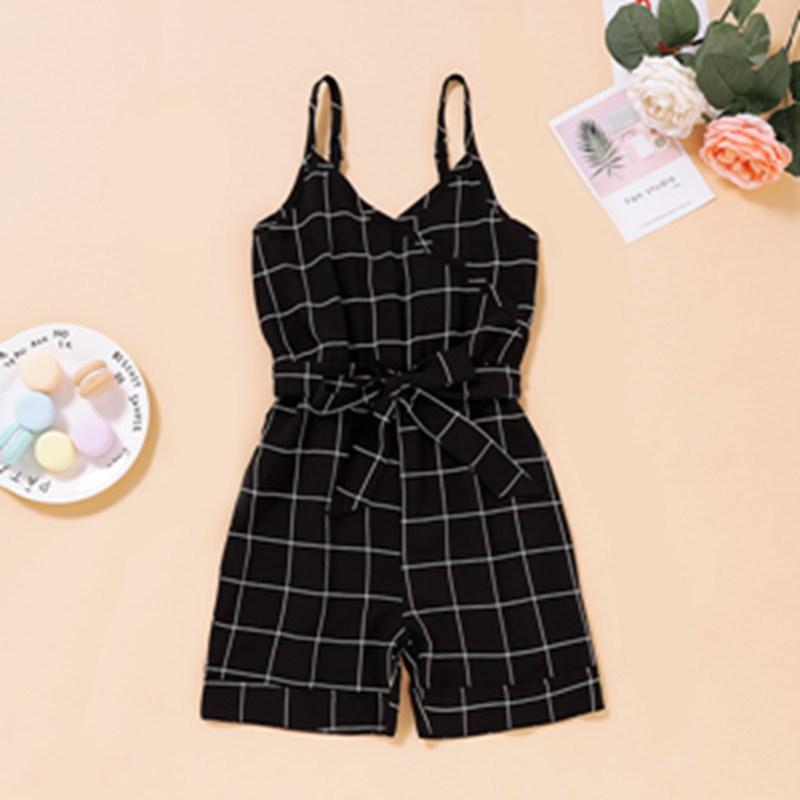 Bownot Decor Plaid Dungarees for Toddler Girl Wholesale children's clothing - PrettyKid