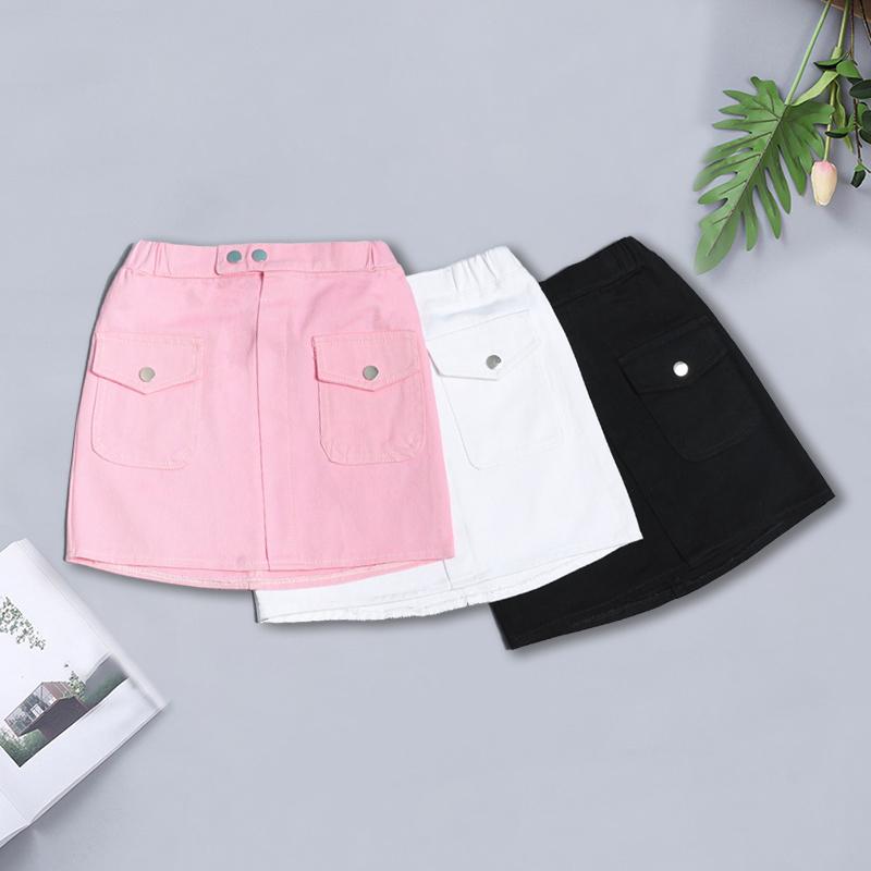 Grow Girl Solid Color Denim Tight Skirt - PrettyKid