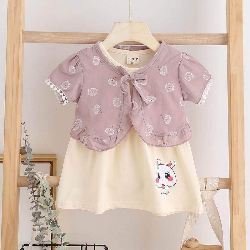 2-piece Cartoon Bunny Dress Set for Toddler Girl - PrettyKid