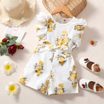 18M-6Y Toddler Girls Romper Flutter Sleeve Flower Wholesale Sunny Girl Clothing - PrettyKid
