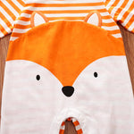 Striped Fox Print Romper Wholesale children's clothing - PrettyKid