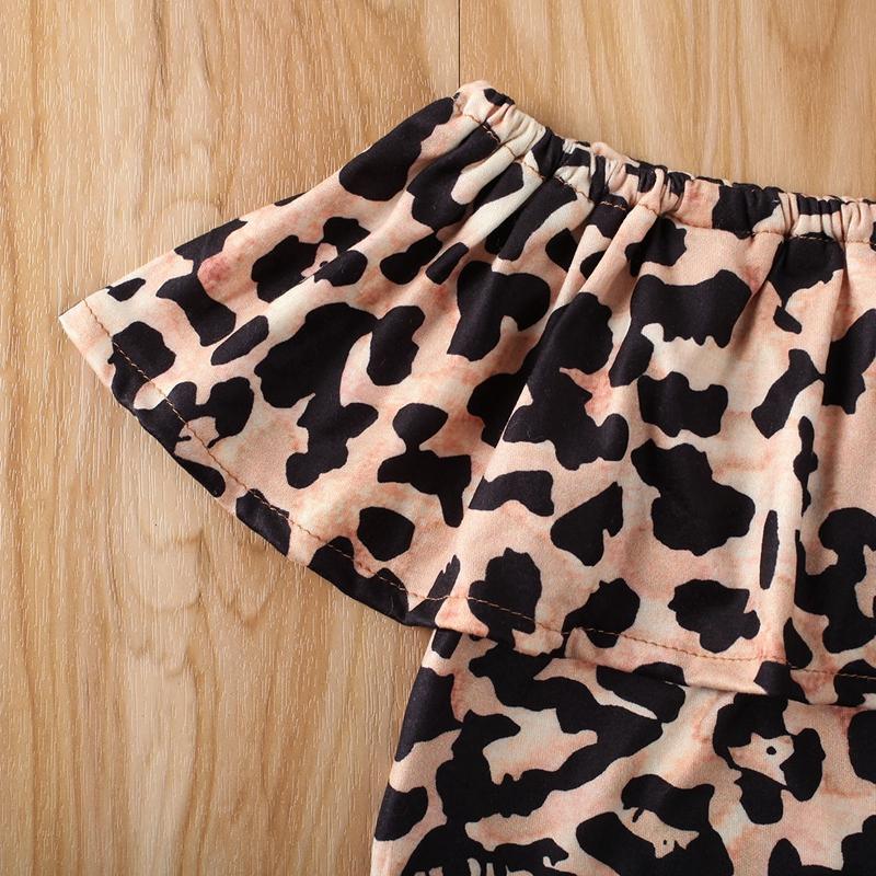 2-piece Leopard Pattern Dress & Short Jeans for Toddler Girl Wholesale children's clothing - PrettyKid