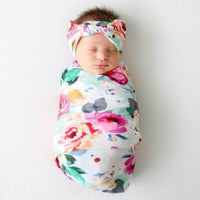 3-piece Floral Printed Baby Photographic Clothing & Hat & Headband - PrettyKid