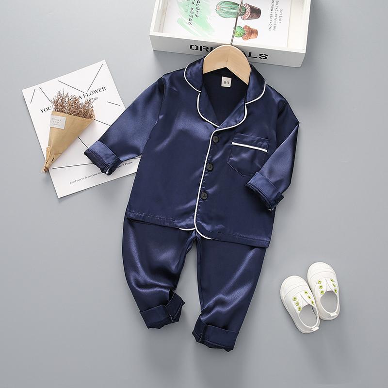 2-piece Solid Pajamas for Toddler Boy Children's clothing wholesale - PrettyKid