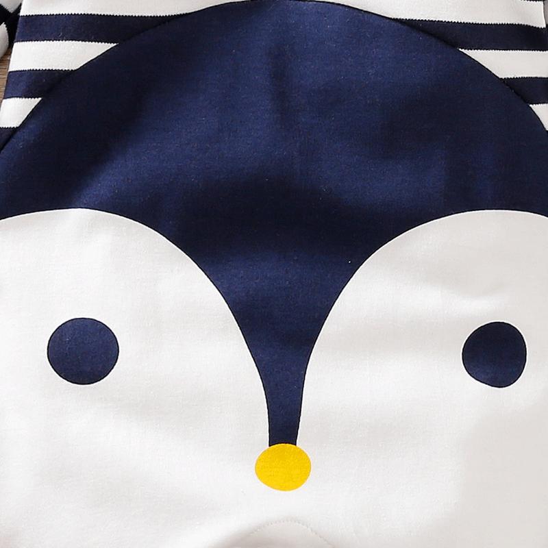 Penguin Striped Round Neck Jumpsuit Wholesale children's clothing - PrettyKid