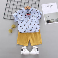 2-Piece Toddler Boy Pineapple Pattern Short-Sleeve Shirt &amp; Shorts Wholesale Children's Clothing - PrettyKid