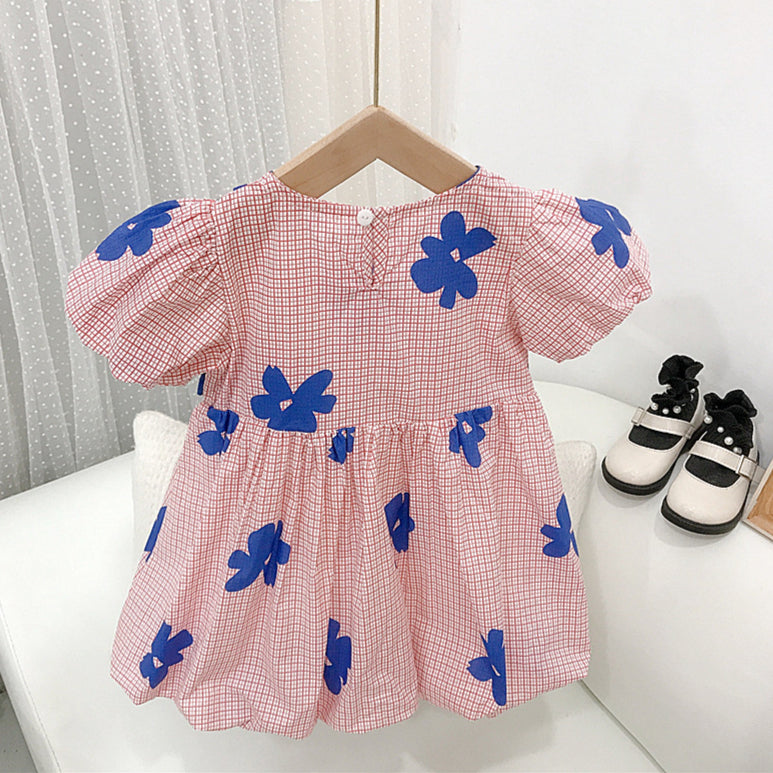 9M-6Y Cute Dresses For Girls Bud Short Sleeve Colorblock Bow Wholesale Toddler Clothing - PrettyKid