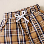 Wholesale Toddler Boy Plaid Collar Shirt & Plaid Shorts in Bulk - PrettyKid