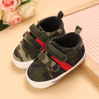 Baby Striped Print Velcro Strap Shoes - PrettyKid