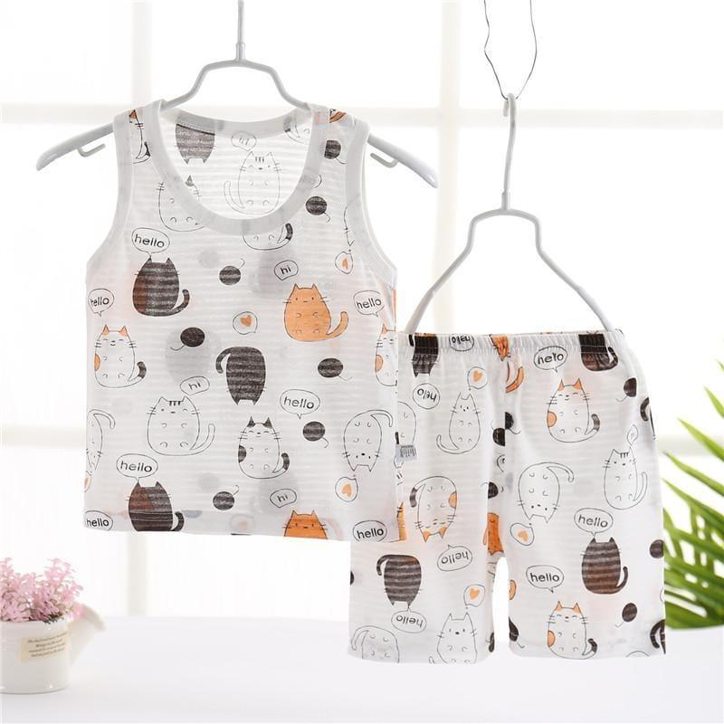 Toddler Boy Bear Patten Print Pajamas Sets - PrettyKid