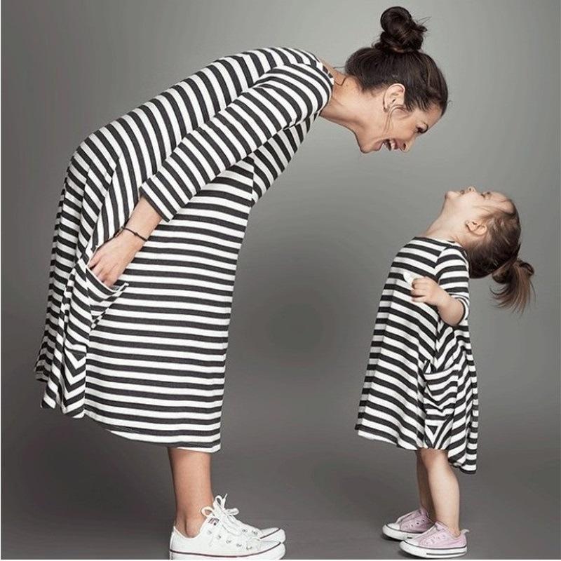 Summer Striped Dress Mother Baby Clothes - PrettyKid