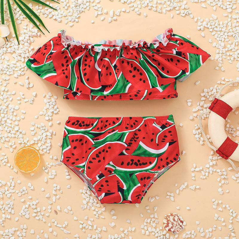 9months-4years Toddler Girl Swimwear Summer Children Baby Swimsuit Suit Watermelon Pattern Bikini Swimsuit - PrettyKid