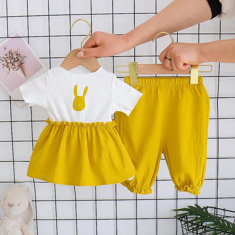 2-piece Rabbit Pattern T-shirt & Pants for Toddler Girl - PrettyKid