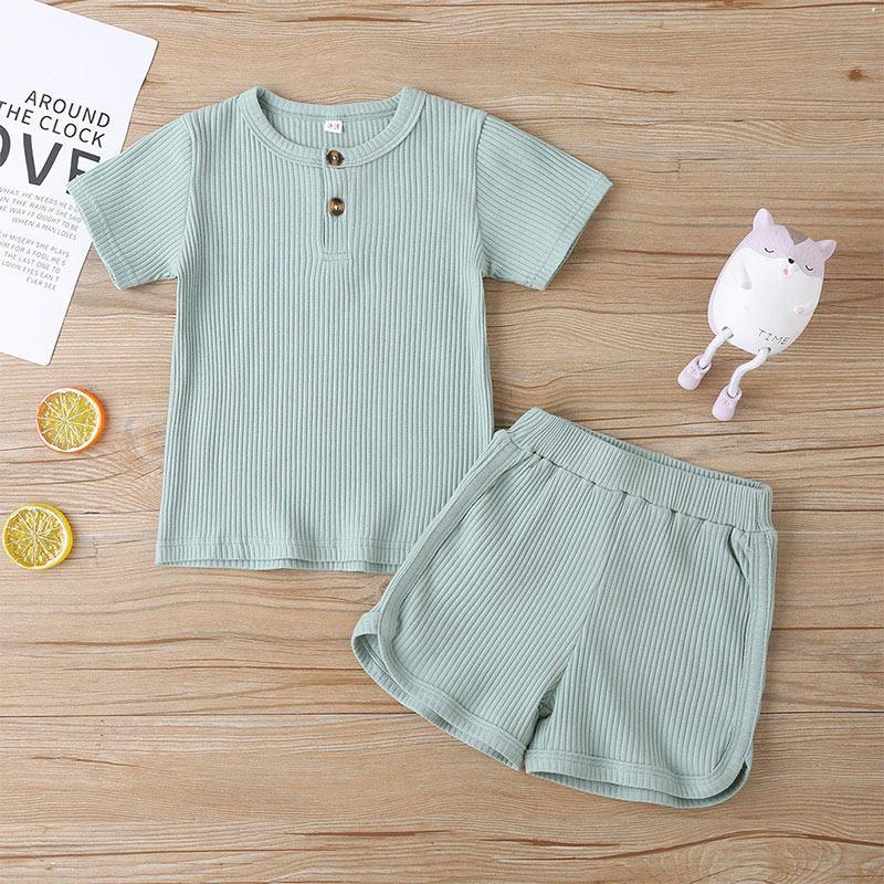 Toddler Girl Solid Color Ribbed T-shirt & Shorts Children's Clothing - PrettyKid