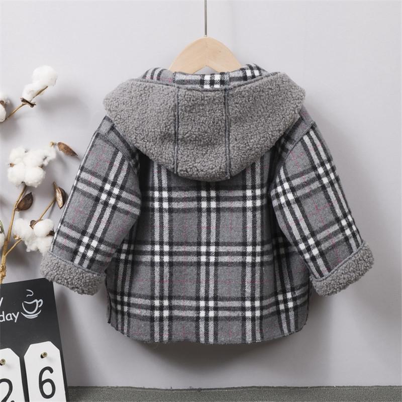 Extra Thick Plaid Duffle Coat Trench for Children Boy - PrettyKid