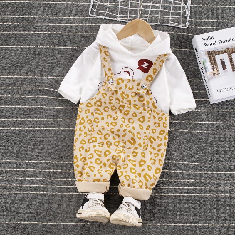 2-piece Hoodie & Leopard Bib Pants for Toddler Girl - PrettyKid
