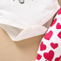 3-piece Headband & Heart-shaped Pattern Pants & Romper for Baby Girl - PrettyKid