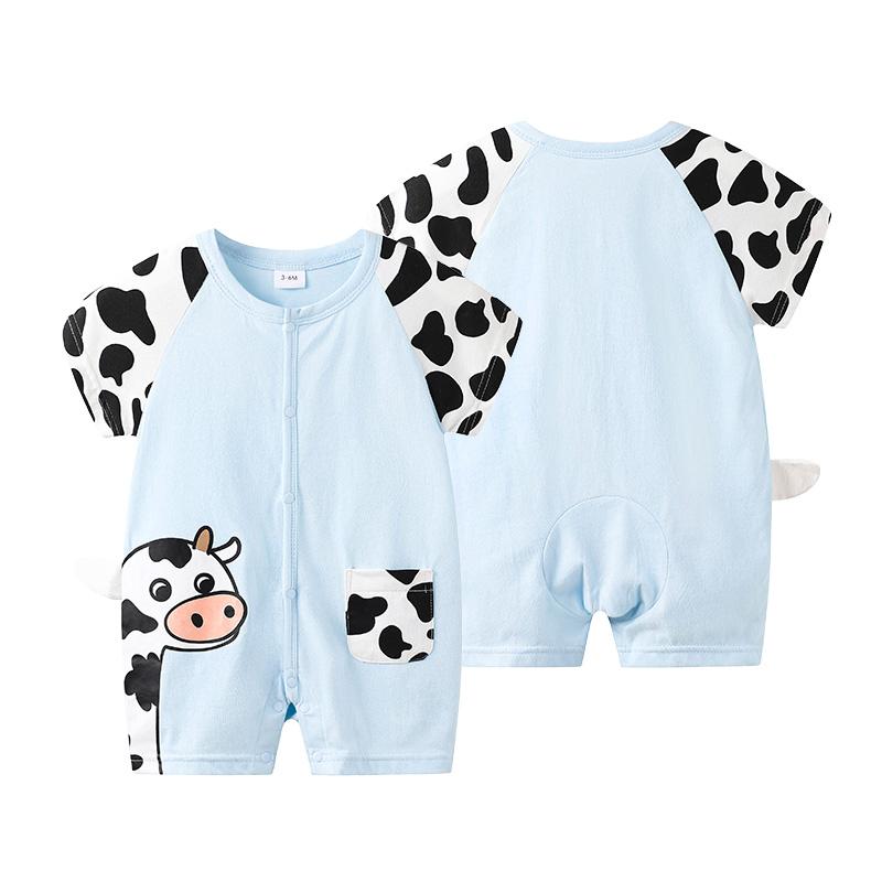 Baby Cartoon Cow Pattern Bodysuit - PrettyKid