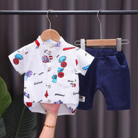 Baby Boy Basketball & Football Print Shirt And Shorts Two Piece Baby Sets - PrettyKid