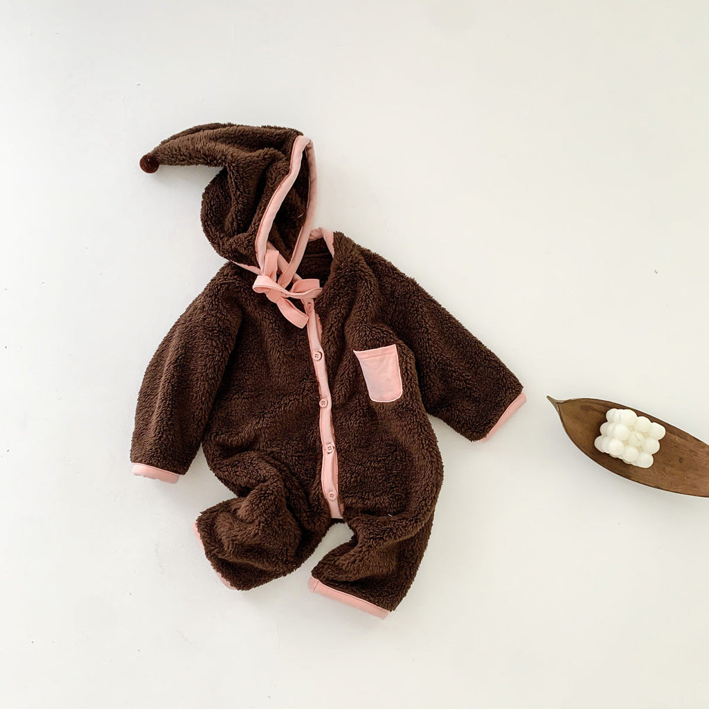 Colorblock Pocket Hooded Cheap Baby Onesies In Bulk - PrettyKid