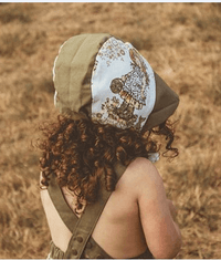 Fashionable Cartoon Print Army Green Dress - PrettyKid