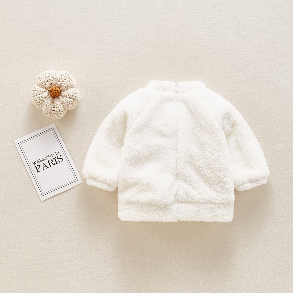 Baby Bottle Embroidery Plush White Baby Jumper Wholesale - PrettyKid