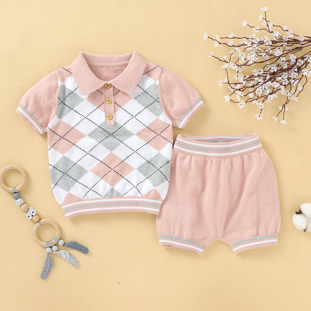 Baby Lingerie Polo Shirt And Shorts Two Piece Baby Sets - PrettyKid