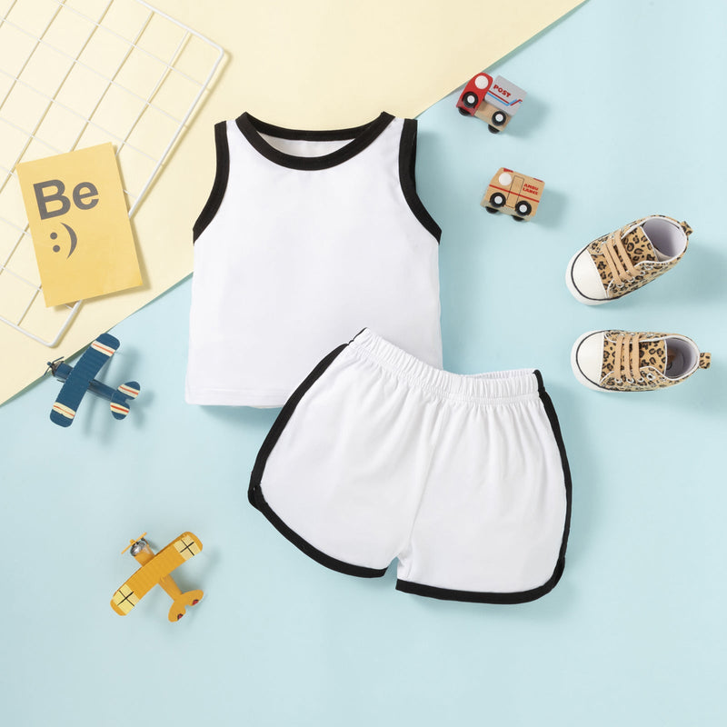 Colorblock Tank Top And Shorts Toddler Gir Two Piece Outfits - PrettyKid