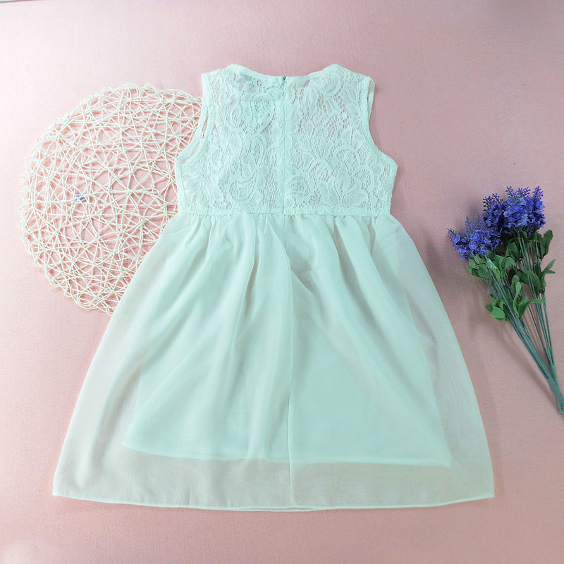 Fashionable Solid Color Tulle Sleeveless Princess Dress - PrettyKid