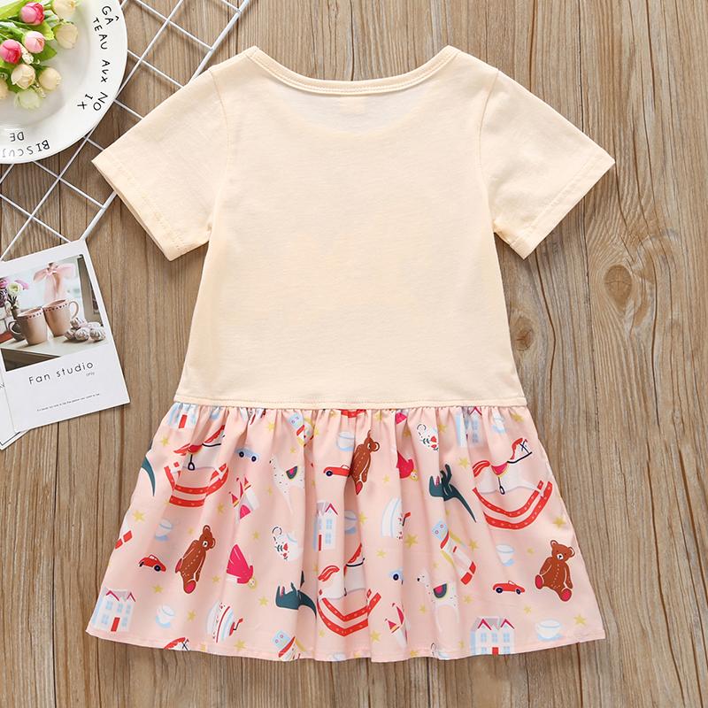 Girl Cartoon Pony Splice Short-Sleeved Dress - PrettyKid