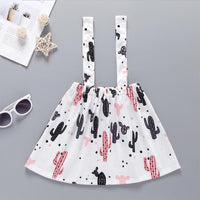 2-Piece Ruffled Top & Cactus Print Suspender Skirt for children Girl wholesale in bulk - PrettyKid