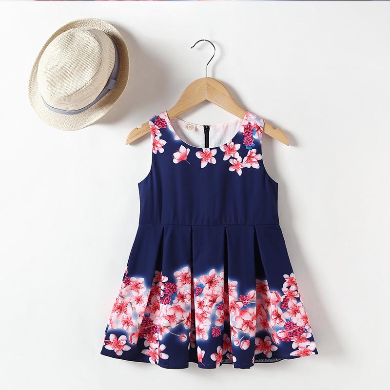 Summer Girls Flower Print Pleated Dress - PrettyKid