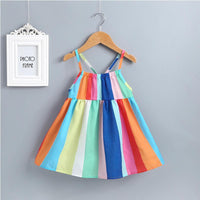 Toddler Girl's Multi Color Suspender Dress - PrettyKid