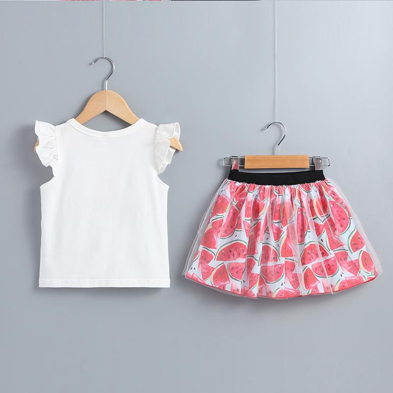 Baby Girls Watermelon Print Top & Watermelon Allover Mesh Skirt - PrettyKid