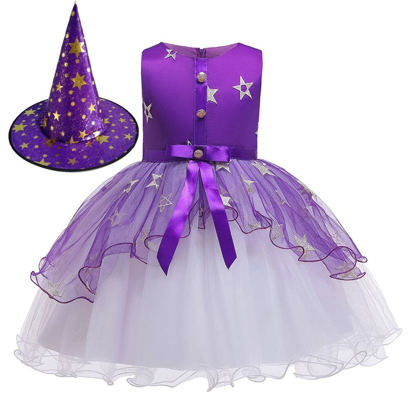 Girls Party Dress Princess Tutu Skirt Girls Star Mesh Dress With Hat - PrettyKid