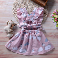 Princess Dress Swan White Cloud Print Backless Dress For Girls - PrettyKid