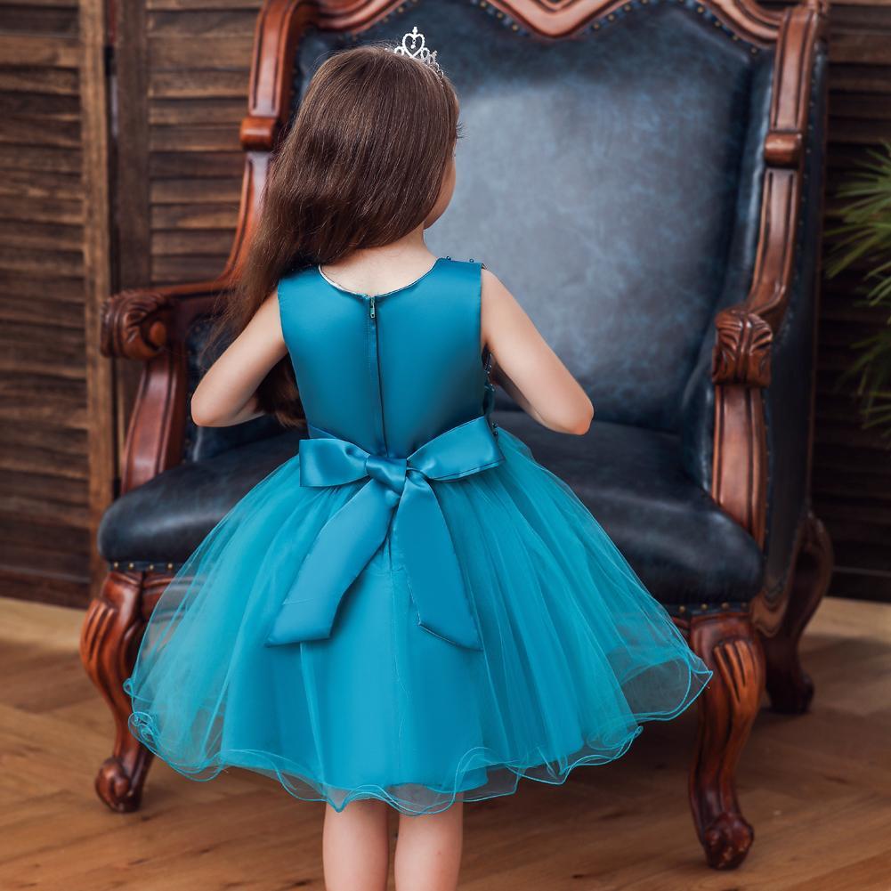 Girls Party Dress Sleeveless Mesh Tutu Dress Princess Wedding Dress - PrettyKid