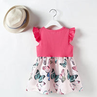 Girl Sleeveless Butterfly Print Dress - PrettyKid